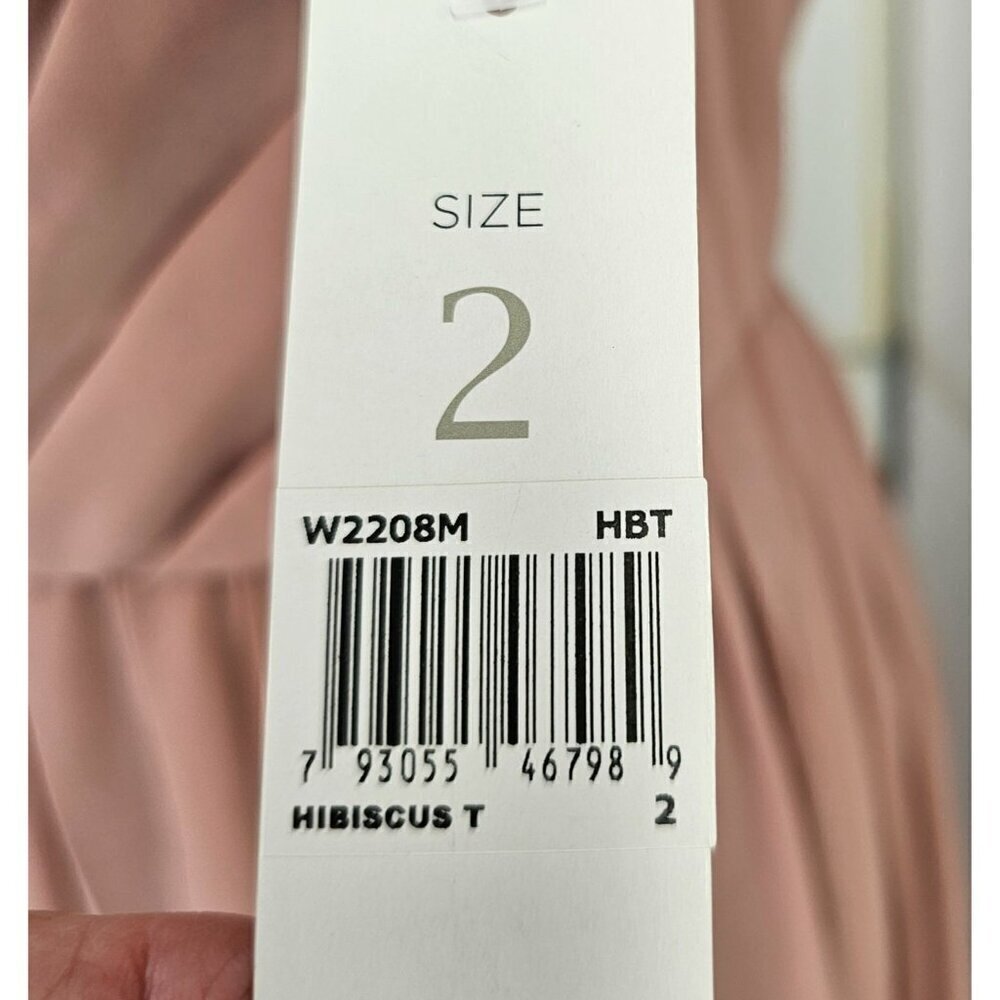 Donna Morgan Collection Grecian One-Shoulder Maxi Dress Sz 2 Pink Fit Flare NWT - Picture 8 of 12